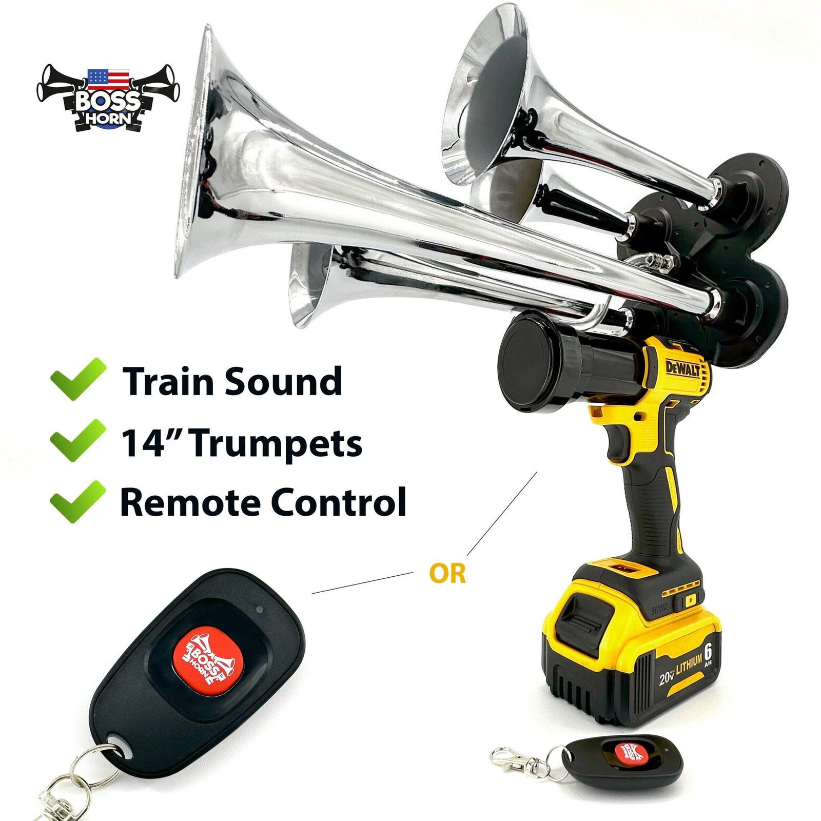 DeWalt Train Horn with chrome trumpets and remote control - view 9