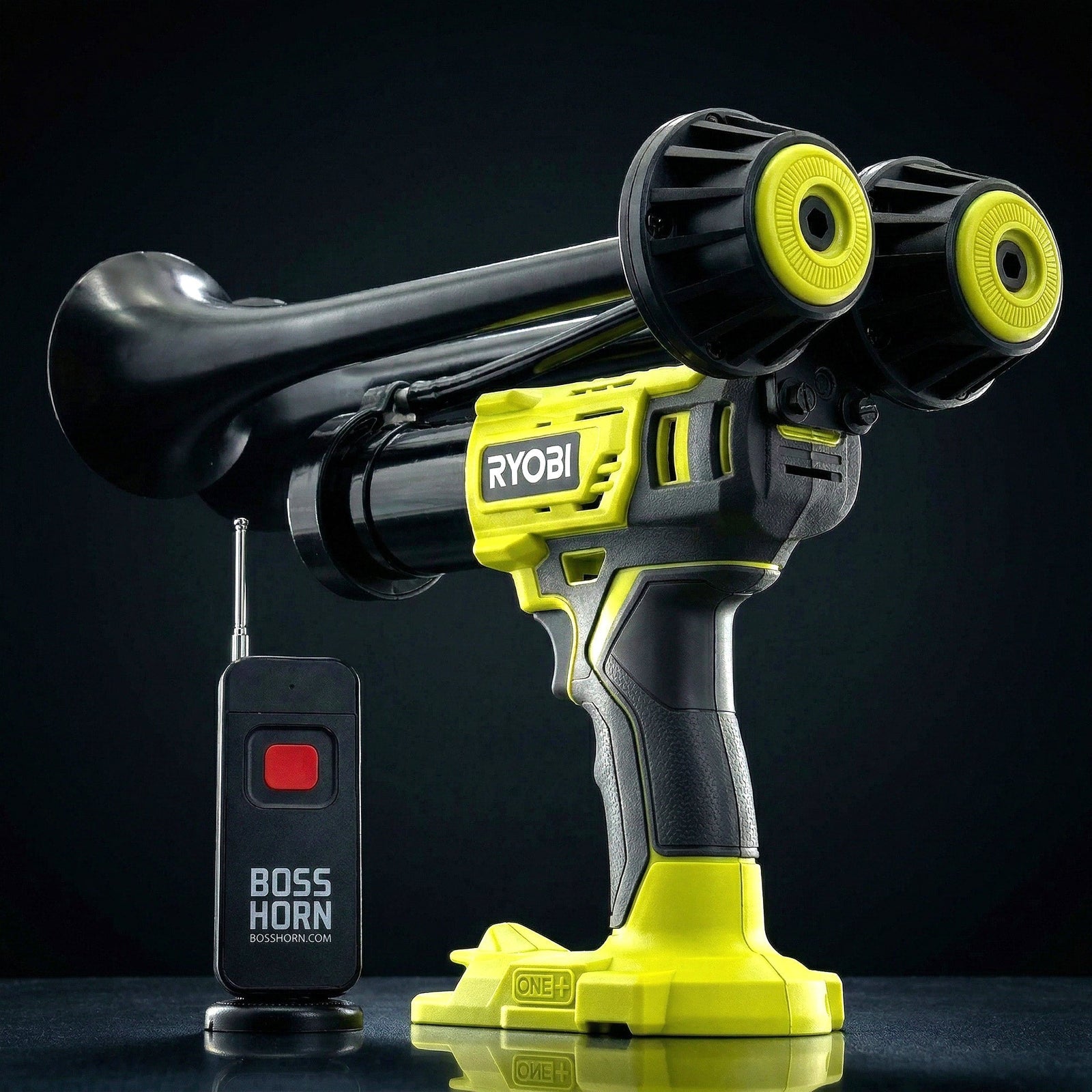 Dual Train Horn for Ryobi® 18v Battery (New 2026 Model) - BossHorn dark - view 1