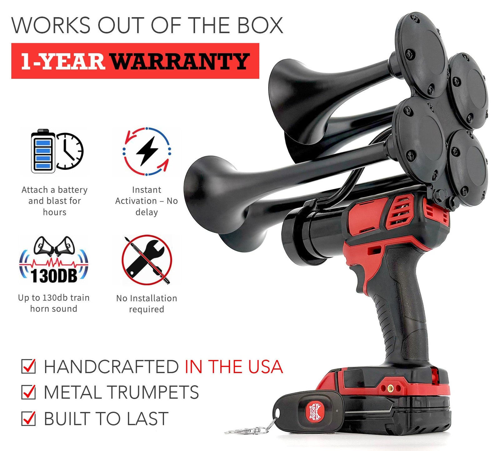 Quad Train Horn for Milwaukee® 18v Battery - view 2