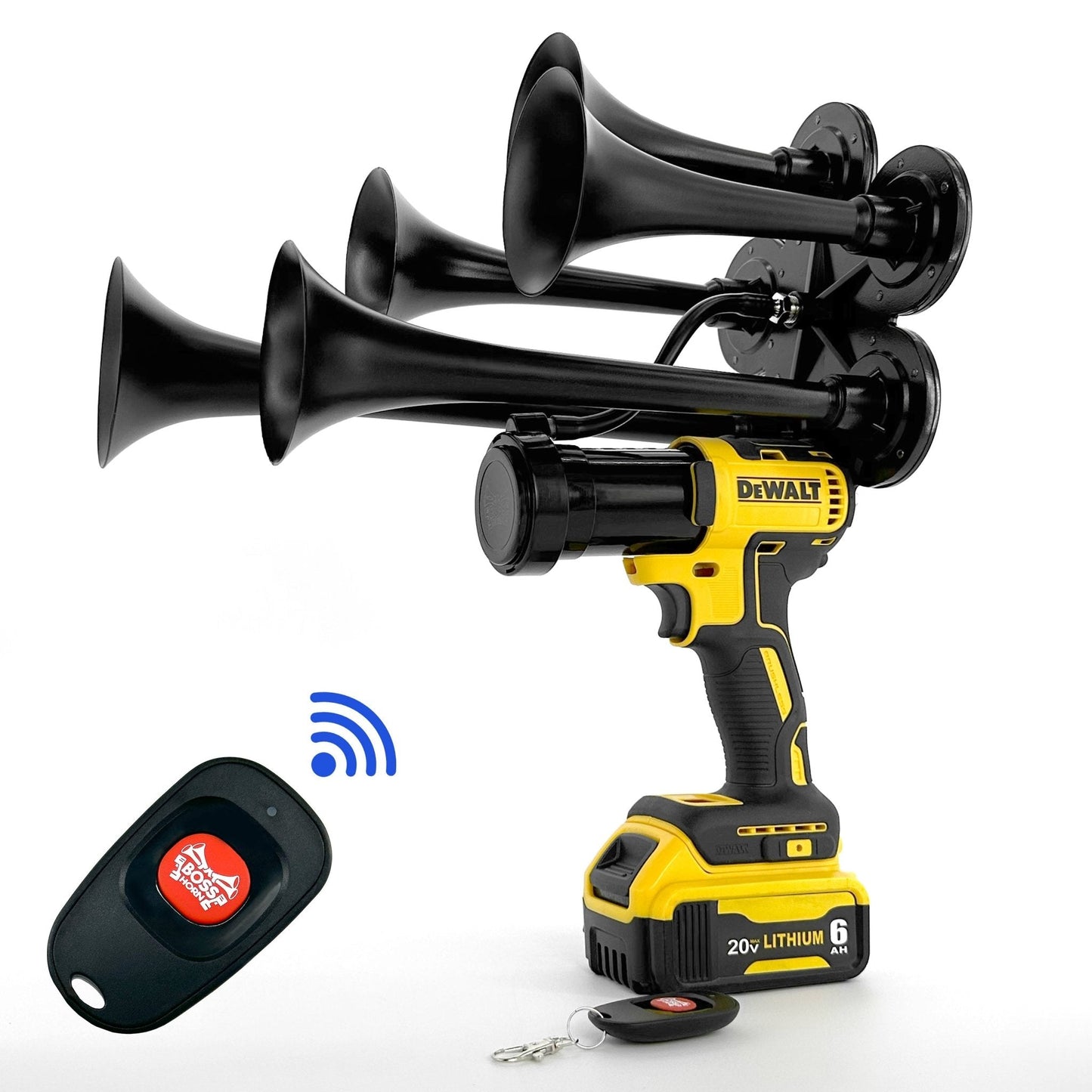 DeWalt 20V Train Horn Drill with 5 metal trumpets
