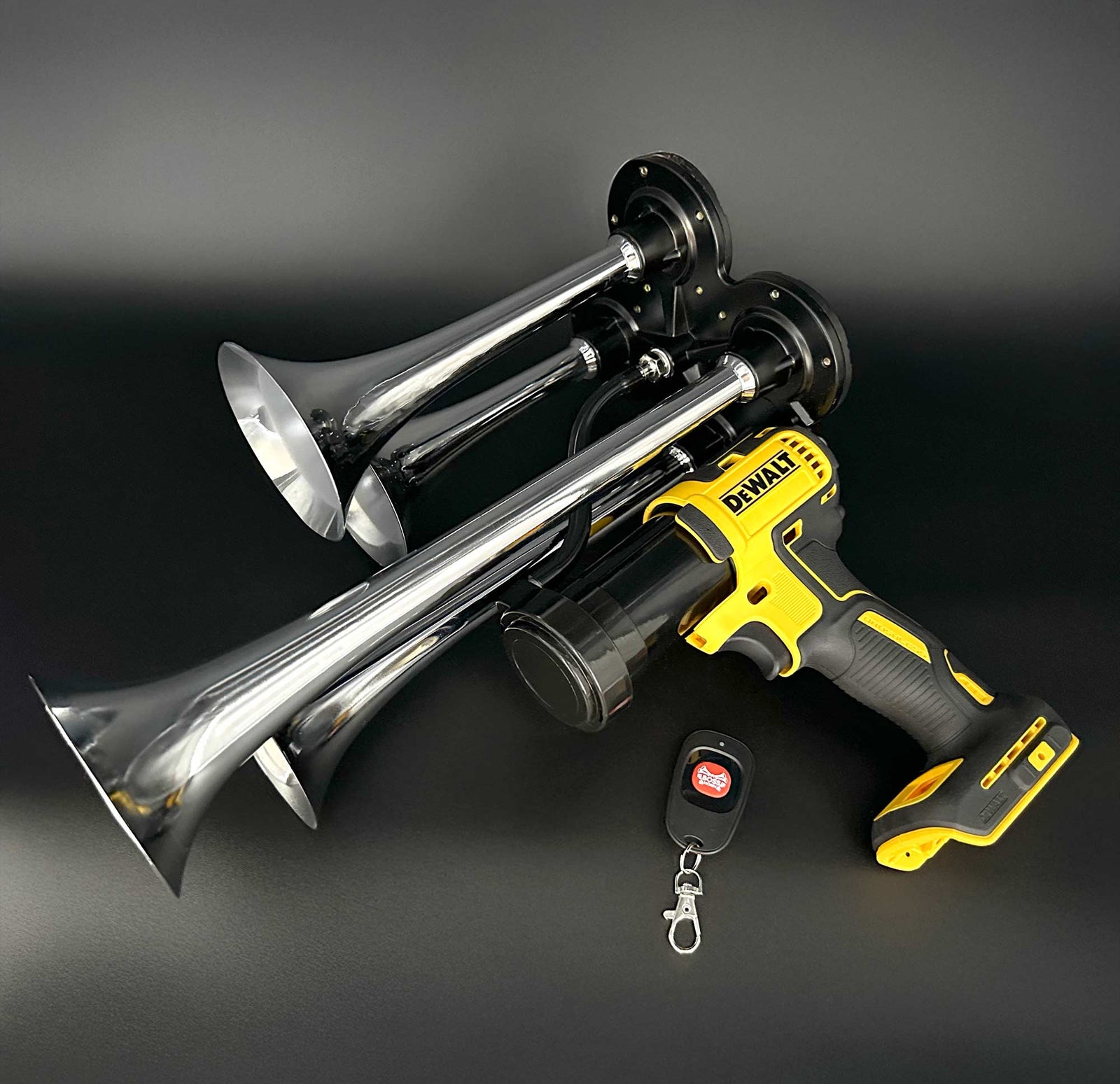 DeWalt Train Horn with chrome trumpets and remote control laying  - view 11