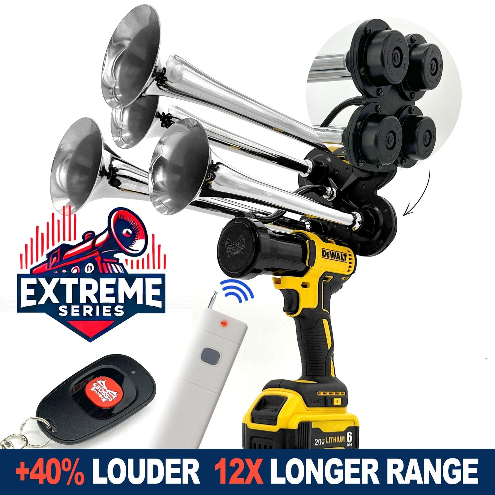 DeWalt Train Horn 20vExtreme Series in chrome color. Loudest chrome train horn - view 13