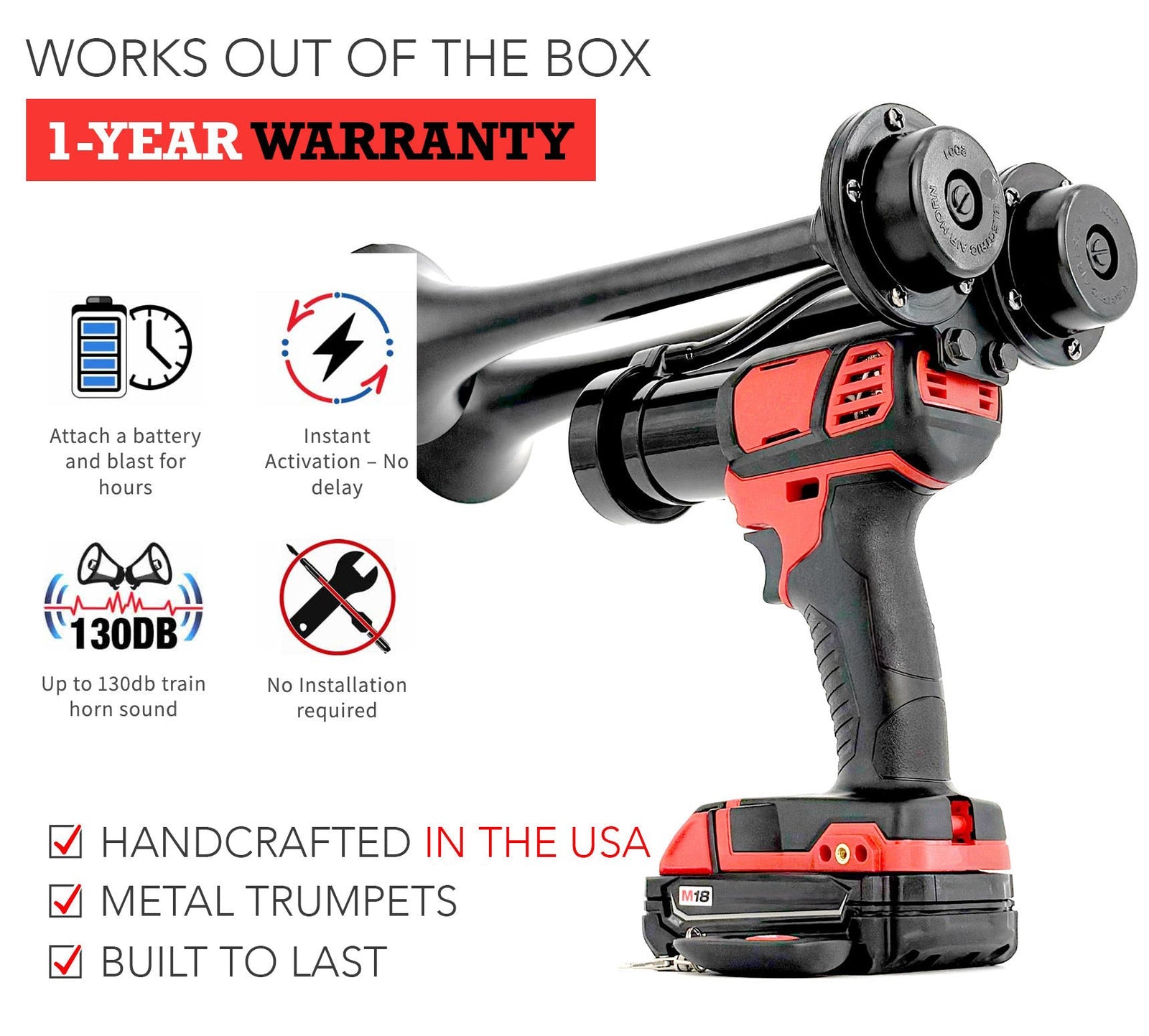 Dual Train Horn for Milwaukee® 18v Battery - view 4