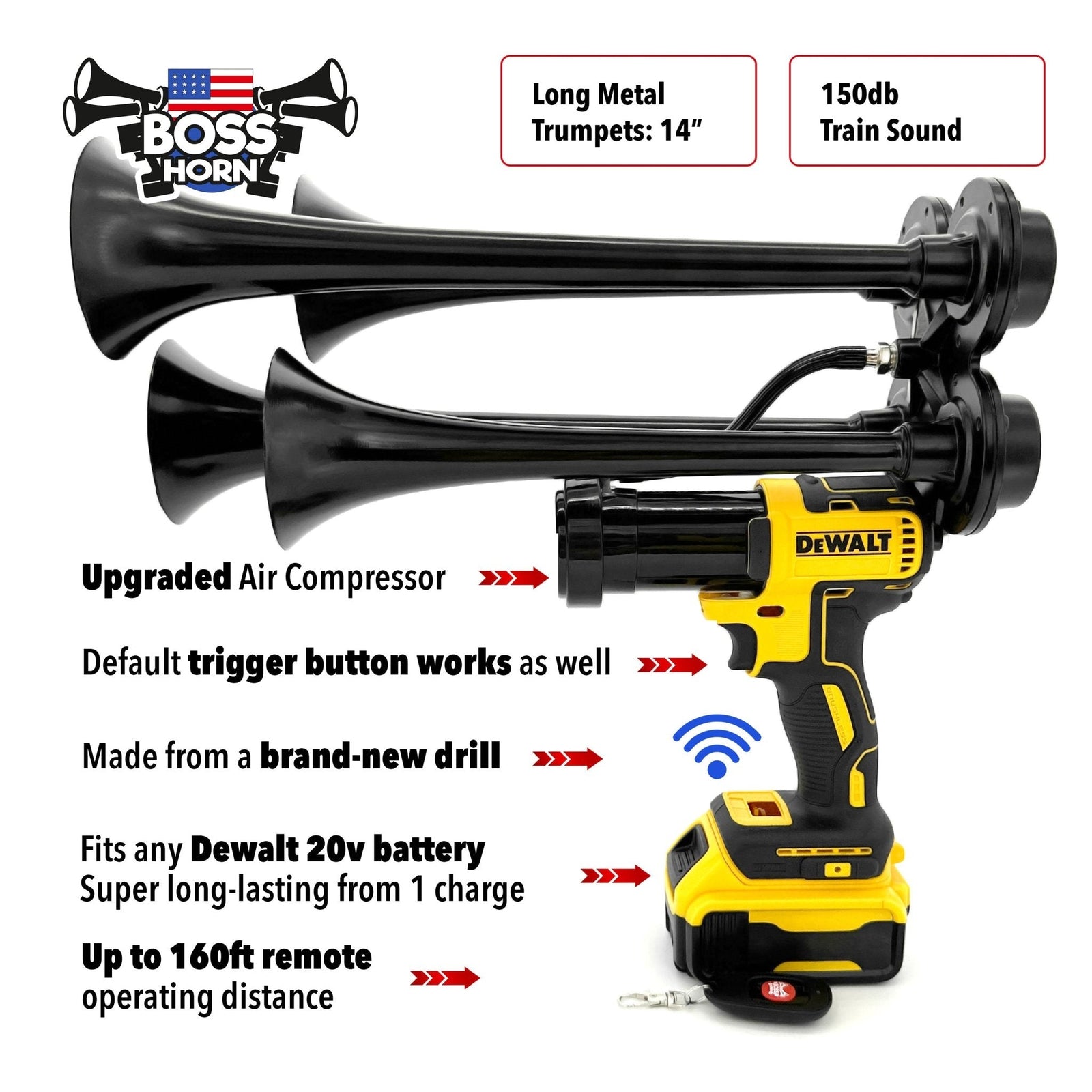 Extreme DeWalt Train Horn Gun with Remote Control - BossHorn - view 7